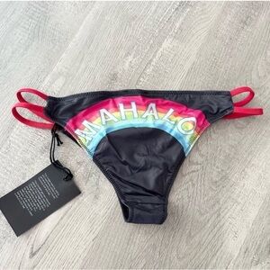 New! Chaser navy blue double strap string bikini swim bottoms, “Mahalo”